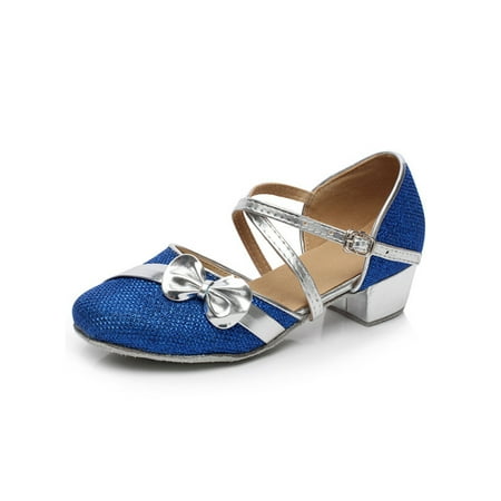 

Crocowalk Kids Latin Shoe Tango Dancing Shoes Ballroom Mary Jane Sandals Girls Dance Comfort Social Blue 12C