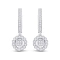 thumbnail image 2 of 14kt White Gold Womens Round Diamond Hoop Circle Dangle Earrings 1/2 Cttw, 2 of 2