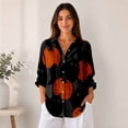 thumbnail image 5 of Nyfairy Plus Size Women's Halloween Print Long Sleeve Button Down Casual Shirt, 5 of 5