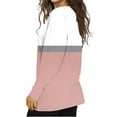 thumbnail image 5 of Fengqque Long Sleeve Color Blocking Shirts for Women V Neck T Shirts Slim Fit Tunic Tops Fashion Clothing Pink XXL(XXL), 5 of 7