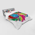 thumbnail image 3 of Ethnic Duvet Cover Set, Vibrant Paisley Lily Flower Leaves in Rainbow Colors with Modern Abstract Effects, Bedding Set with Shams and Fitted Sheet, 3 Sizes, by Ambesonne, 3 of 3