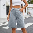 thumbnail image 3 of Women's Wide Leg Denim Bermuda Shorts – Comfortable Straight Fit Jeans in Sizes S-XXXL, Versatile Summer Casual Bottoms for Vacation Daily Wear, 3 of 5