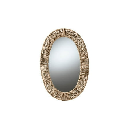 bali & pari Elwyn Modern Bohemian Metal and Natural Brown Seagrass Accent Wall Mirror