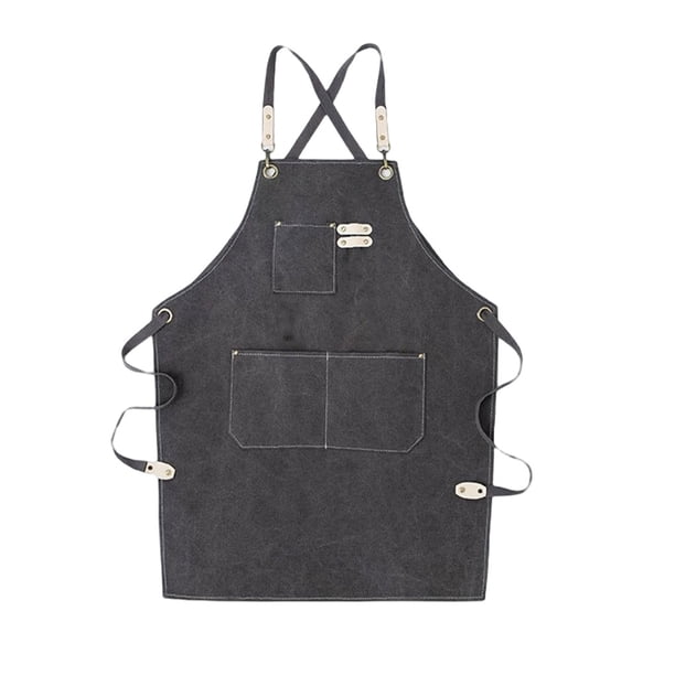 Qarigey Delantal de trabajo Cafeshop Traje Algodón Mano de obra Lavable Cocina Restaurante Servicio ajustable Traje Multicolor Cuerpo del baño Gris