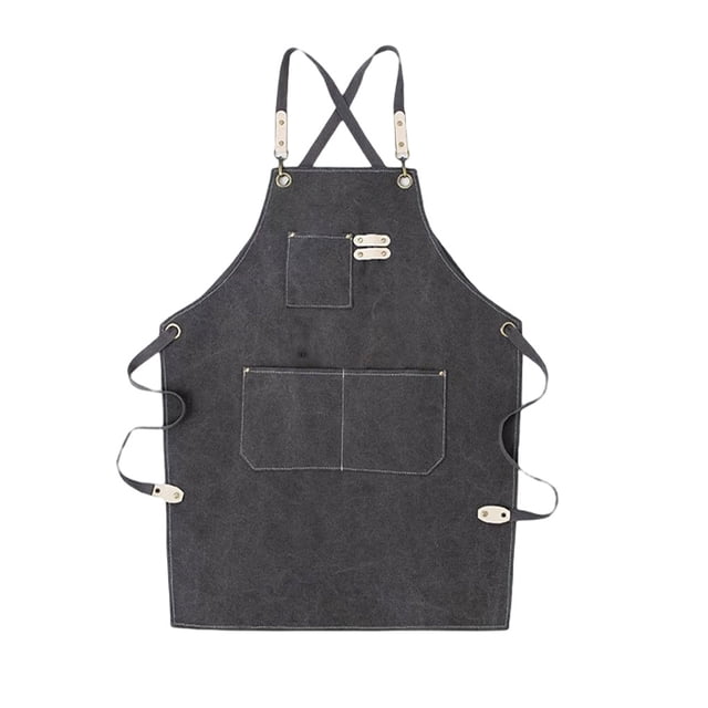 Qarigey Delantal de trabajo Cafeshop Traje Algodón Mano de obra Hogar Restaurante Servicio ajustable Traje Ropa de jardinero Cuerpo del baño Gris Qarigey CE015882-03