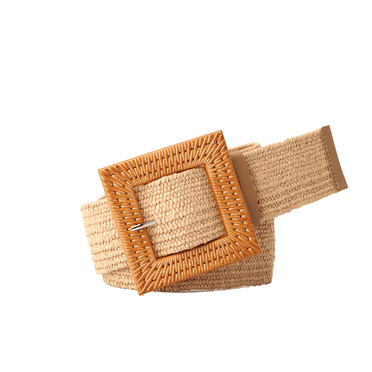 TELOLY Womens Belts  Stretchable Cotton Womens Belts for Dress  Flexible Round Buckle Belts for Women  Adjustable Khaki Woven Belts
