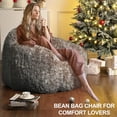 thumbnail image 4 of Coffee - colored faux fur bean bag chair: plush fluffy armrest sofa chair para reading y relaxing in the sala de estar, 4 of 7