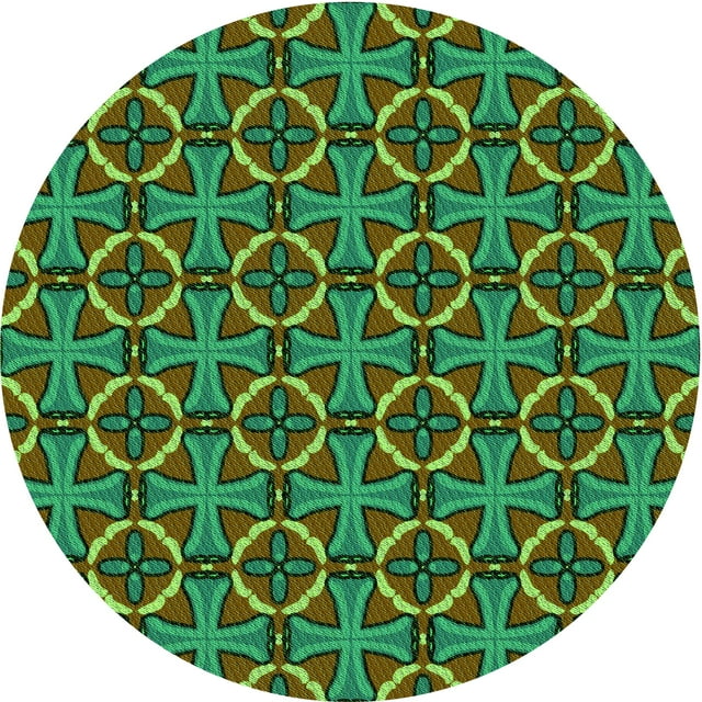 Ahgly Company Machine Washable Indoor Round Transitional Chocolate Brown Area Rugs, 5' Round