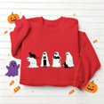 thumbnail image 4 of Wenini Women's Halloween Black Cats and Ghost Print Sweatshirt Long Sleeve Crew Neck Sweatshirt Casual Pullover Top, 4 of 7