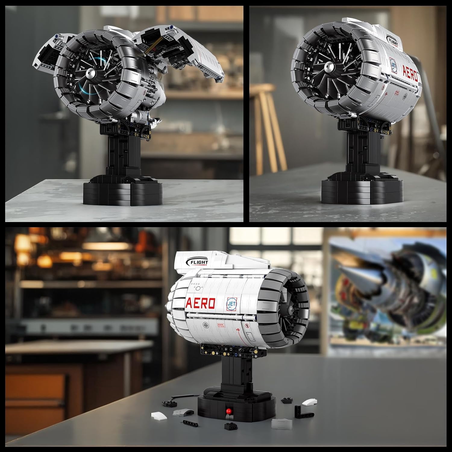 Aircraft Engine Building Sets, Engine Model Kit That Works, Model Engine Kit for Adults with Motor 33019, STEM Mechanic Engineering Model Construction Toys for 14+ (1813 PCS)