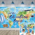 thumbnail image 2 of Fondo de fotografía con mapa del mundo con temática de viajes de Adventure Awaits, que comience la aventura, pancarta de decoración para fiestas de graduación, cumpleaños y baby shower, 2 of 5