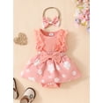 thumbnail image 6 of Suagox 2-Piece Baby Girls Set Adorable Lace Flower Bow Ribbed Sleeveless Round Neck Romper Dress Bow Tie Headband Outfits for 0-18 Months Baby, 6 of 10