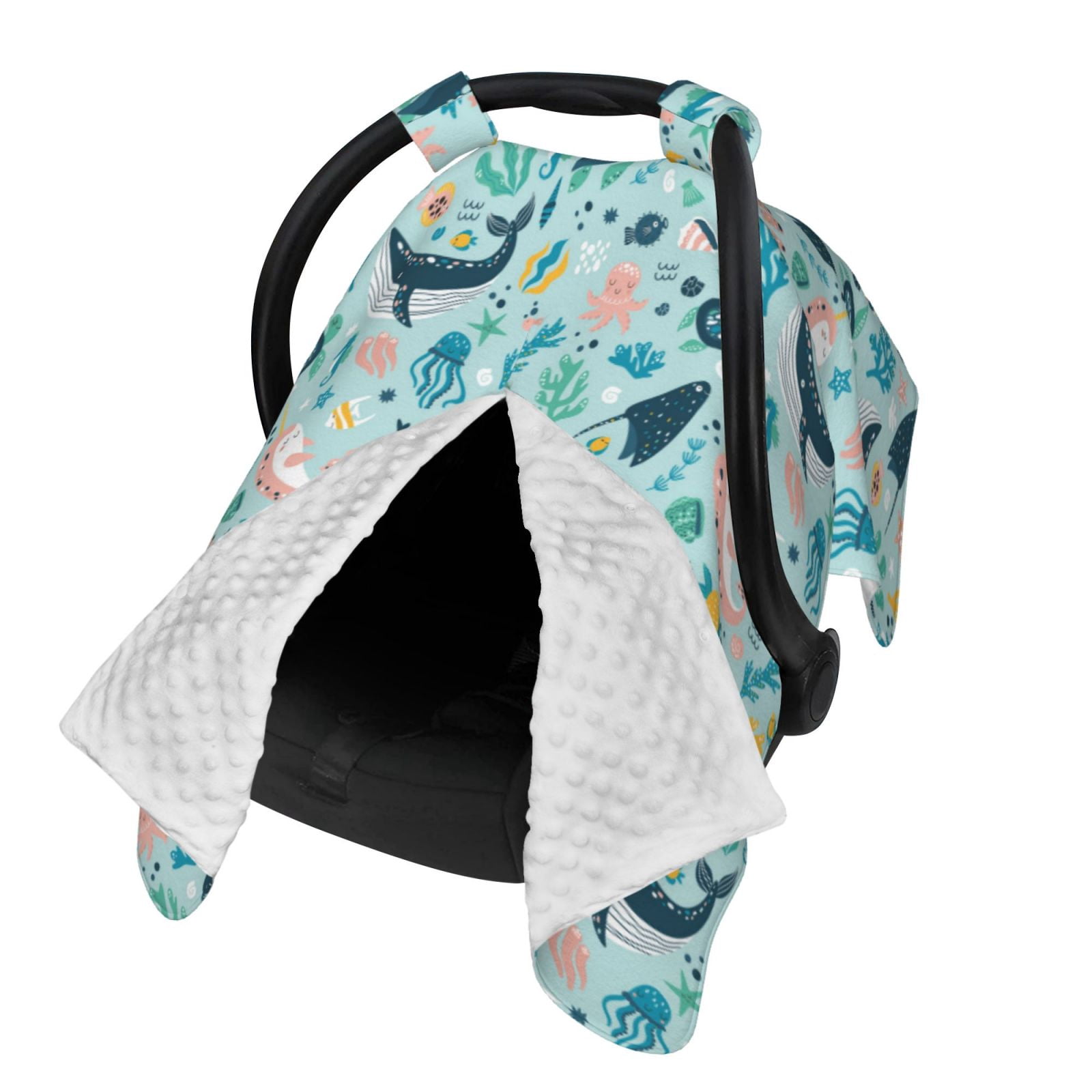 Naloa Sea Life Baby Car Seat Cover, Breathable Baby Carrier Cover, Multiuse Baby Carrier Cover & Nursing Breastfeeding Cover