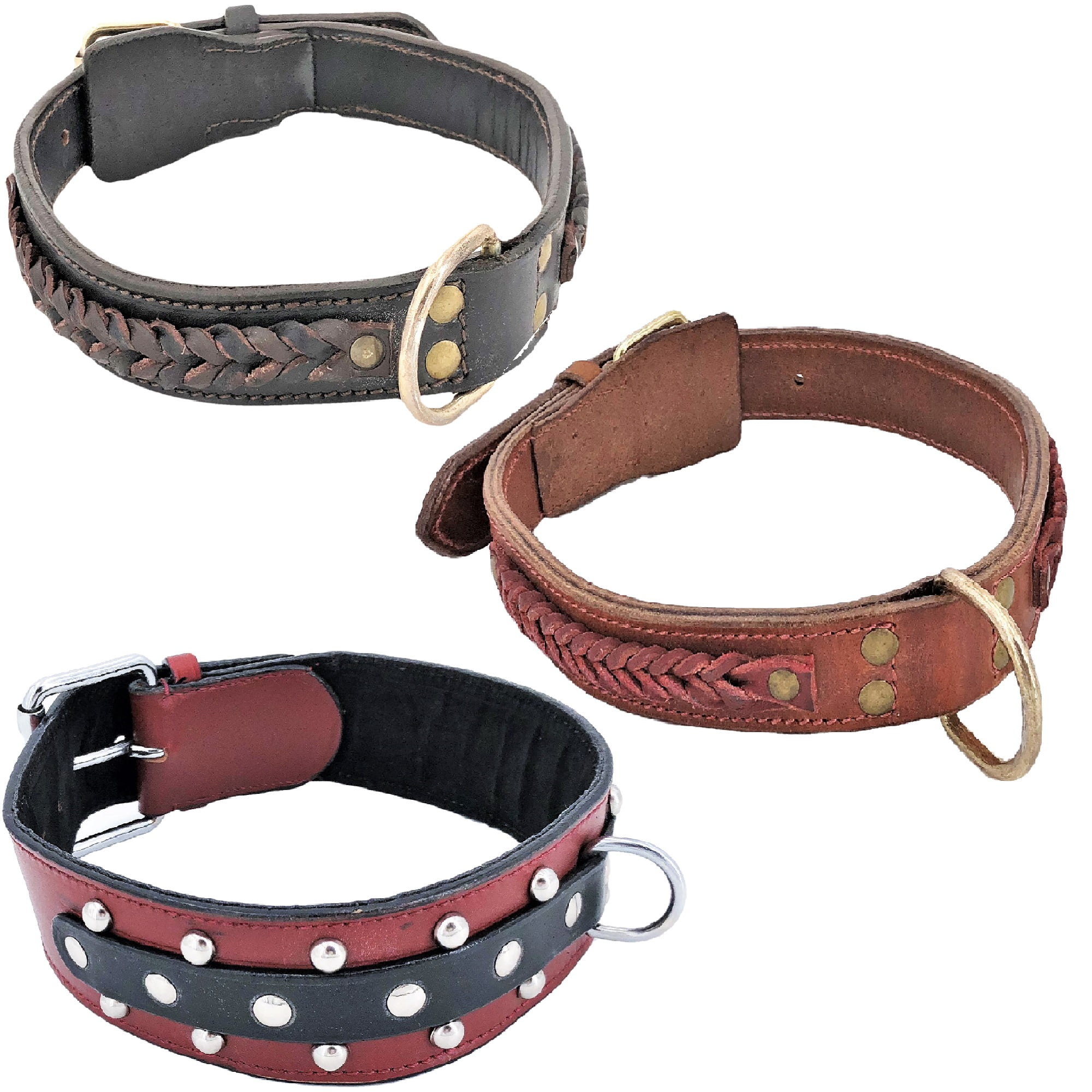 Dog Collar Soft PU Leather Dog Collar Adjustable Skull Studded for Small Medium Large Dogs Black M
