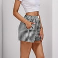 thumbnail image 5 of Wowcloth Fashion Women's Summer Elastic Waist Plaid Shorts with Pockets & Buttons, Comfortable Casual Solid-Like Cotton-Linen Pants, 5 of 6