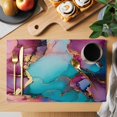 thumbnail image 2 of Turquoise Pink Blue Placemats Set of 8, Modern Gradient Abstract Marble Placemats for Dining Table, Place Mats for Kitchen Tabletop, Waterproof Wipeable Dining Table Mats Set, 2 of 9