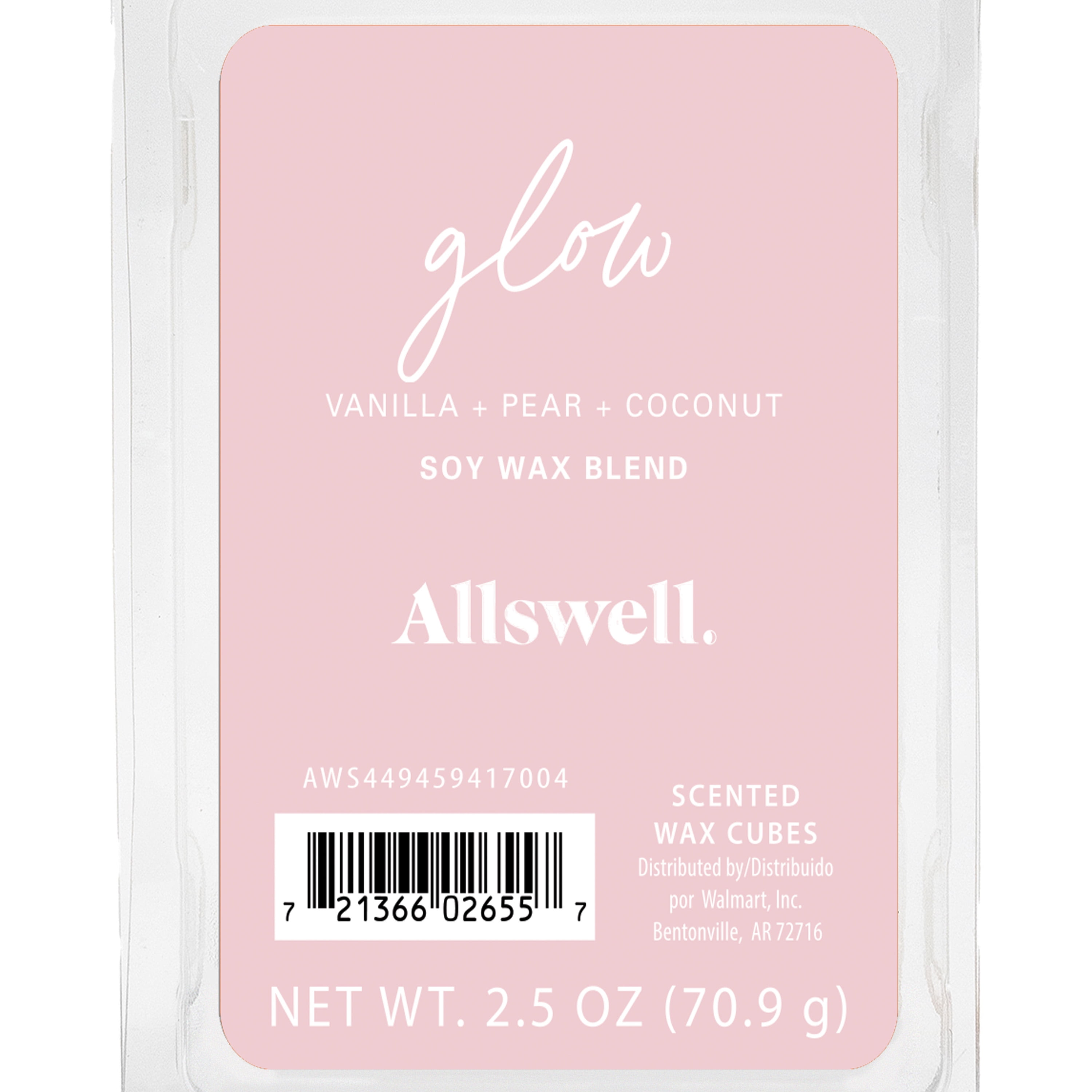Allswell Wax Melts Glow 2.5 oz with Vanilla, Pear, Coconut