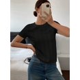 thumbnail image 4 of Top Mujer Cuello Redondo Manga Corta Textura Vertical Negro, 4 of 30