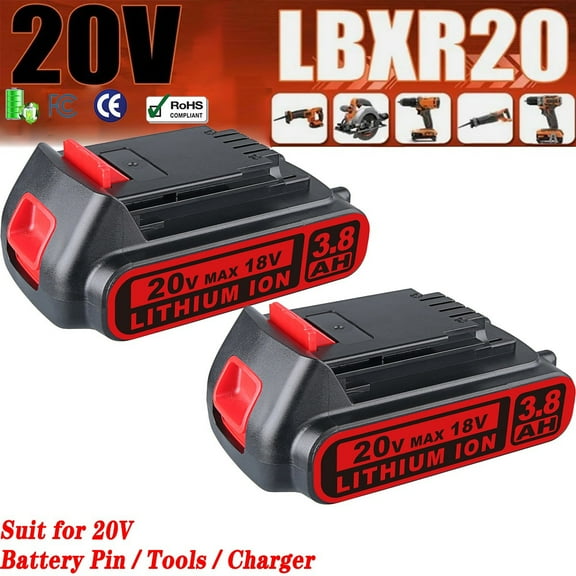 Persever 2Pack 3.8Ah LBXR20 Replace for Black   Decker Weed Eater 20V Battery LB2X4020 LBXR2020-OPE LBXR20-OPE2 LBXR20B-2 LB2X3020-OPE Compatible with 20 V Outdoor Cordless Power Tools