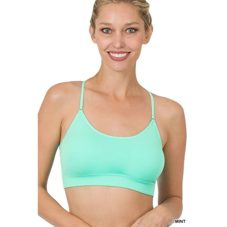 

TheLovely Women & Plus Seamless Bralette Cross-Back Padded Sports Bras with Adjustable Strap