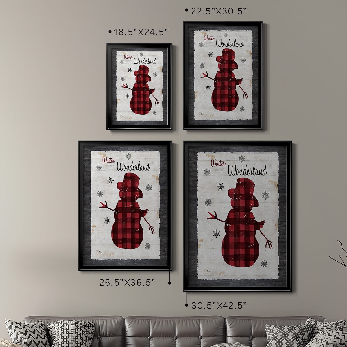 Checkered Snowman II Premium Framed Print - Ready to Hang