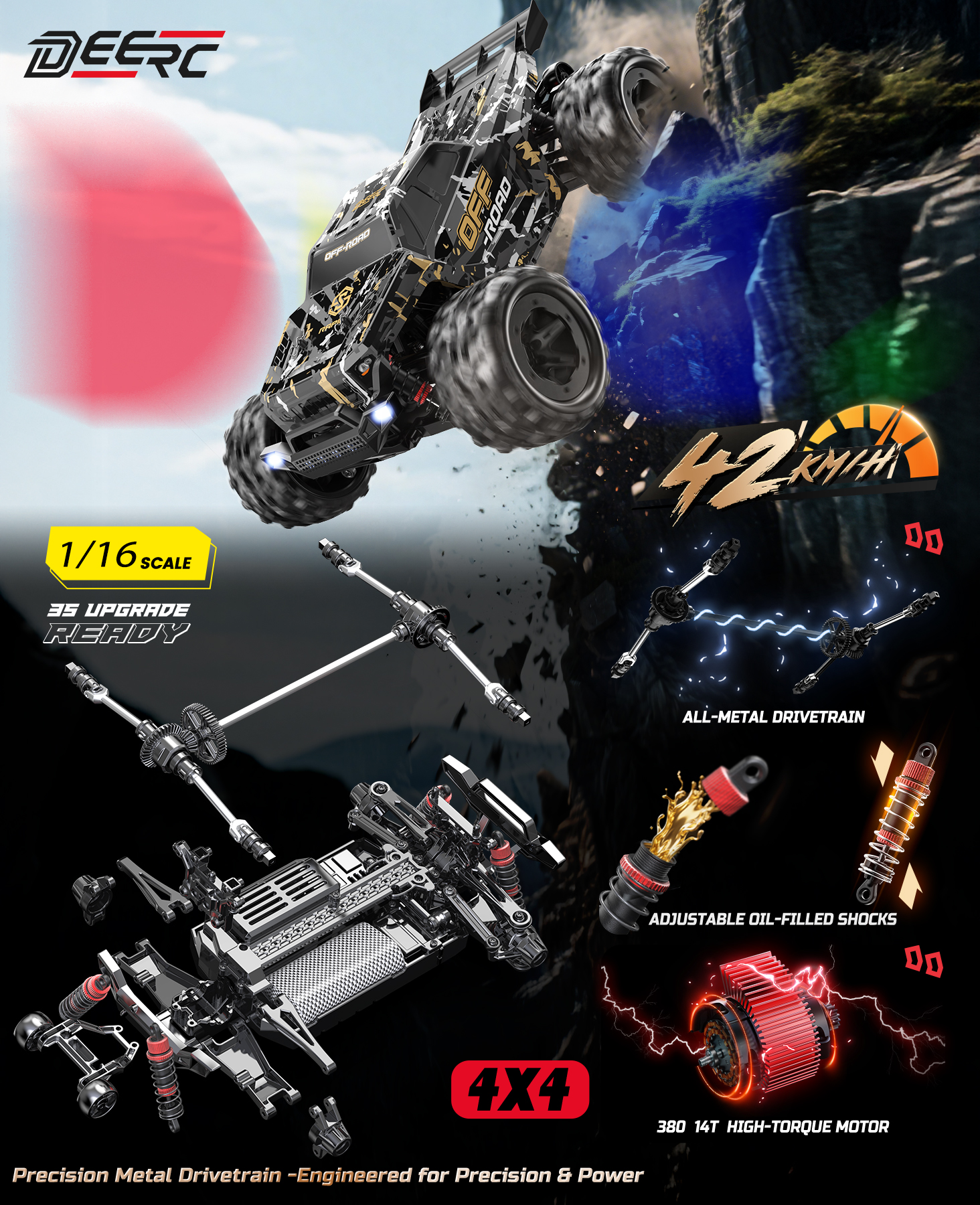 Deerc 9309E 4WD High-Speed RC Monster Truck photo 5