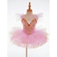 thumbnail image 5 of TiaoBug Kids Girl Ruffle Flying Sleeve Ballet Tutu Dress Ballerina Costume Dancewear, 5 of 7