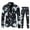 Black, variant on Men Casual Slim Fit Single Button Printed Long Sleeve Coat Trousers Two Piece Suit Dark Blue
