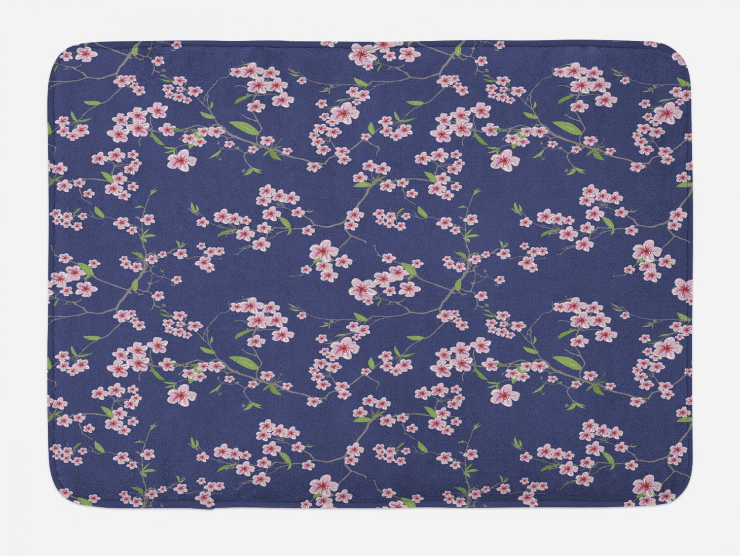 Japanese Bath Mat, Blooming Sakura Cherry Branches Chinese Asian