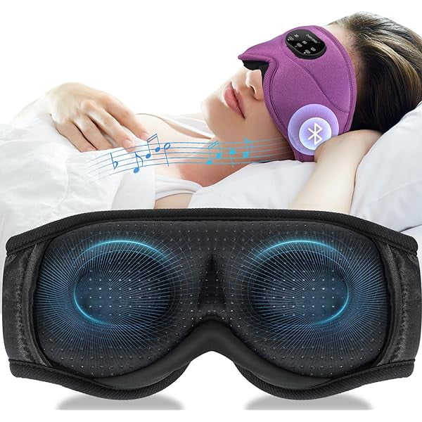 wonima11 Bluetooth Sleep Headphones White Noise Sleep Mask | 3D Eye Mask for Sleeping | 38 Relaxing Soothing Sounds | 16hrs Playingtime (Purple
