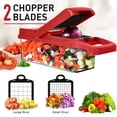 thumbnail image 2 of Vegetable Chopper,12-in-1 Multifunctional Food Chopper,Professional Onion Chopper with 7 Blades,Vegetable Cutter with Container for Salad,Potato,Carrot,and Garlic; Essential Kitchen Tool(Red), 2 of 7