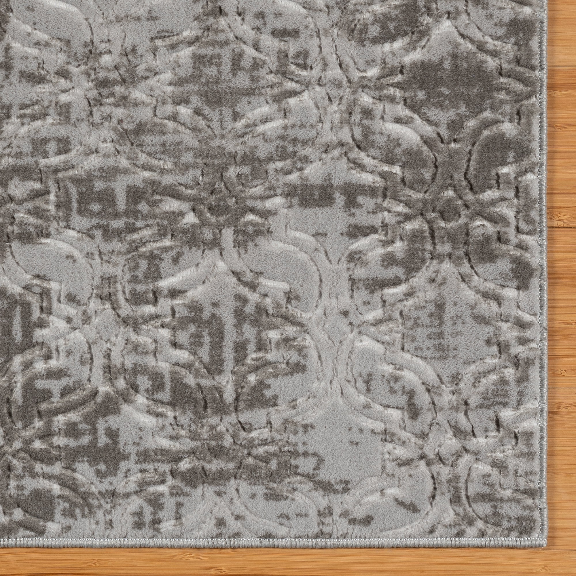 Shadow Thandi Transitional Geometric Silver Area Rug, 2x6