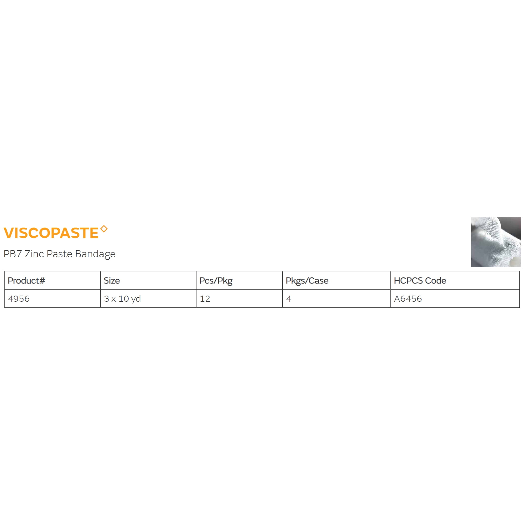 Viscopaste PB7 Zinc Paste Bandage, Impregnated Dressing, 3 in x 10 yds, 12 Count, 1 Pack