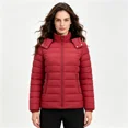 thumbnail image 3 of Winter Coat Women Long-Sleeve Water-Resistant Puffer Jacket with Hooded, Burgundy S, 3 of 8