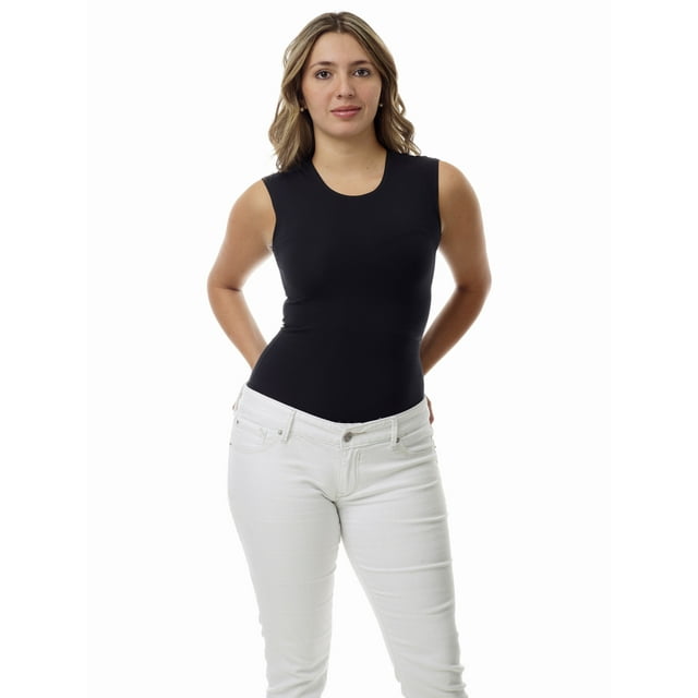 Underworks Womens Ultra Light Cotton Spandex Sleeveless Compression Top