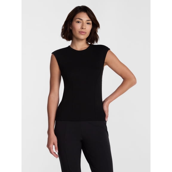 Avia Women's Ribbed Top with Cap Sleeves, Sizes XS-XXL