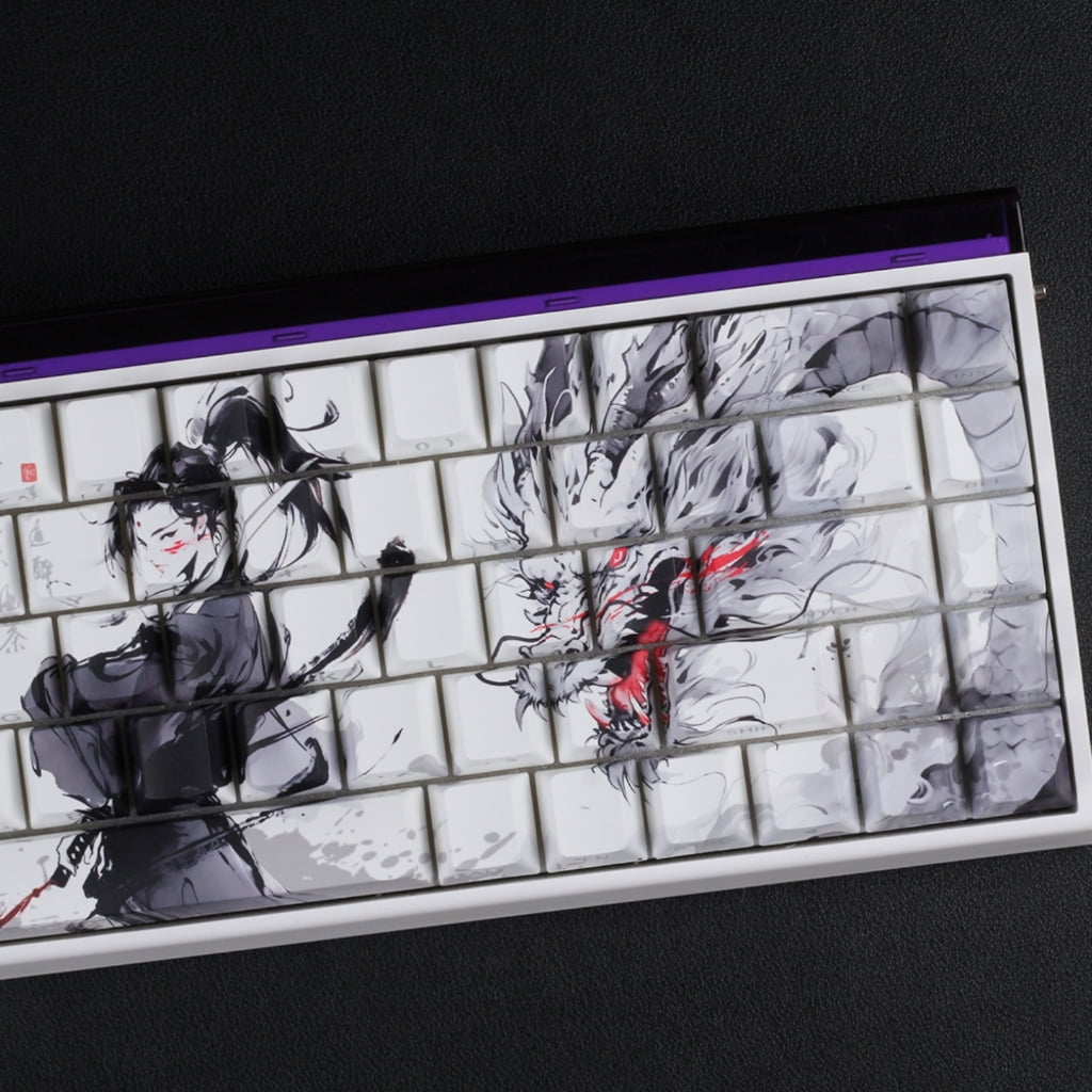 Anti Slip PBT Keycaps Dragon Theme Side Printing For Most Mechanical Keyboards 60% 68% Pattern