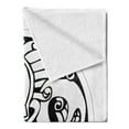 thumbnail image 2 of Celtic Soft Flannel Fleece Throw Blanket, Druidic Astronomical of Unicorn Water Horse in Circle Pattern Artwork, Cozy Plush for Indoor and Outdoor Use, 60" x 80", Black and White, by Ambesonne, 2 of 5
