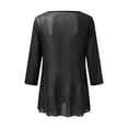 thumbnail image 4 of EHQJNJ Female Cold Shoulder Tops for Women Womens Dressy 3/4 Sleeve Tunic Tops Asymmetric Hem Blouses Lightweight Mesh Shirt Gym Tops for Women Basic Tops, 4 of 4