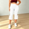 thumbnail image 6 of Noric Women's Plus Size High Waist Capri Leggings with Pockets Bow Tie High Rise Stretchy Casual Workout Cropped Yoga Pants, 6 of 8