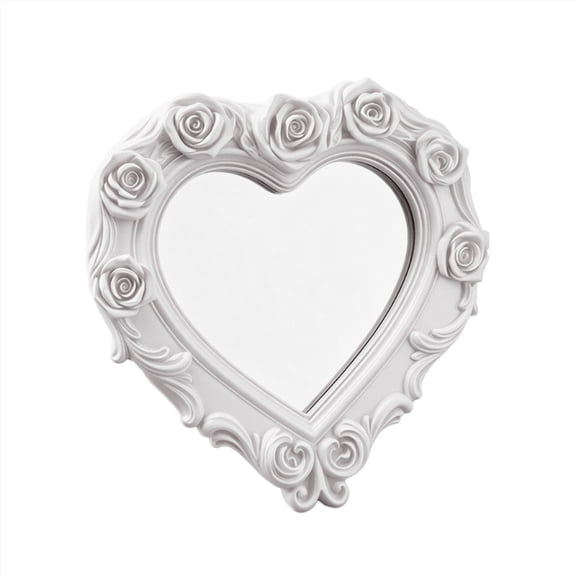Heart Rose Mirror with Back Stand for Dresser Tabletop Display and Grooming