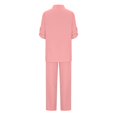 thumbnail image 5 of Scyoekwg Womens 2 Piece Sweatsuit Sets Fall Outfits Lightweight Button Long Sleeve Tops Wide Leg Pants 2 Piece Outfits Casual Matching Outfits Fashion Sweatsuits (Pink,S), 5 of 5