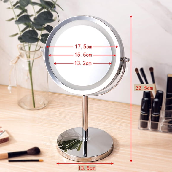 Desktop makeup mirror double-sided with LED light magnifying mirror charging dimming desktop mirror 7 inches ordinary battery model 3 times + flat