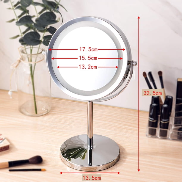 Desktop makeup mirror double-sided with LED light magnifying mirror charging dimming desktop mirror 7 inches ordinary battery model 3 times + flat