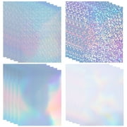 20 Sheets Holographic Sticker Paper for Inkjet & Laser Printer, 8.5x11 inch Printable Vinyl Sticker Paper, Dries Quickly Waterproof Sticker Paper, Diamond/Rainbow/Dots/Transparent