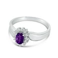 thumbnail image 3 of 14k White Gold Oval Amethyst And Diamond Ring, 3 of 6