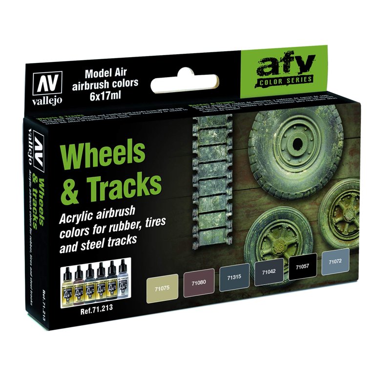 Vallejo Model Air Set: 71213 Wheels and Tracks (6x17ml)