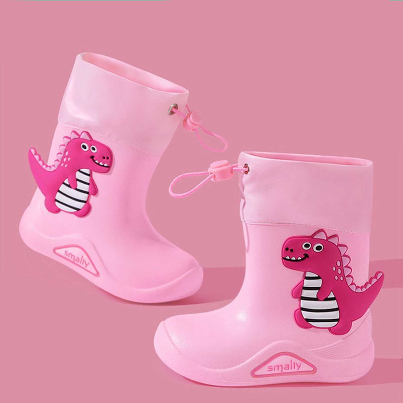 Povozer Toddler Girl Rain Boots Babys Rain Boots Children Waterproof Shoes for Boys Girls(Pink,5.5-6 Years)
