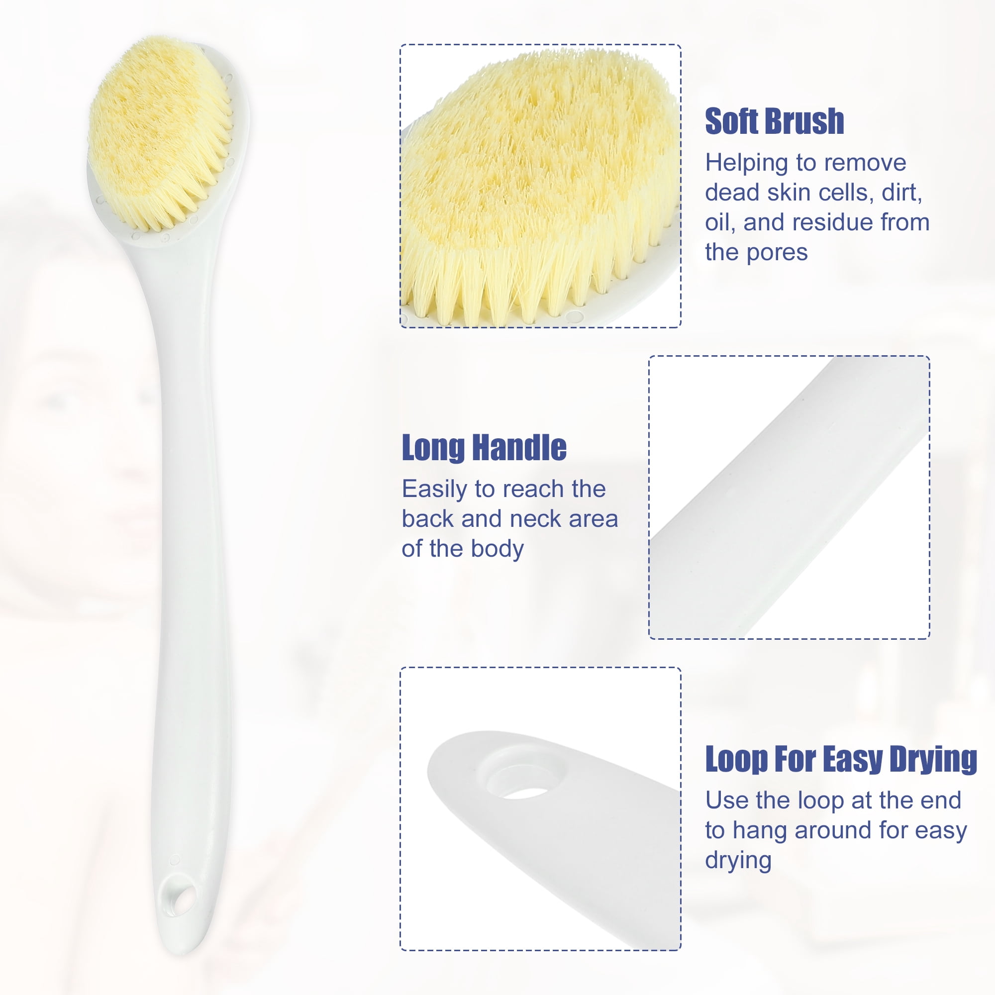 Unique Bargains Back Scrubber Long Handle 1Pc White