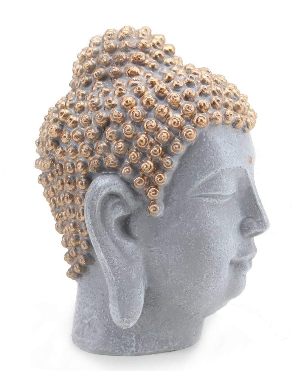 Smiling Meditating Buddha Shakyamuni Head Statue 7.5" Tall Blessing Mercy & Love Peaceful Feng Shui Idea